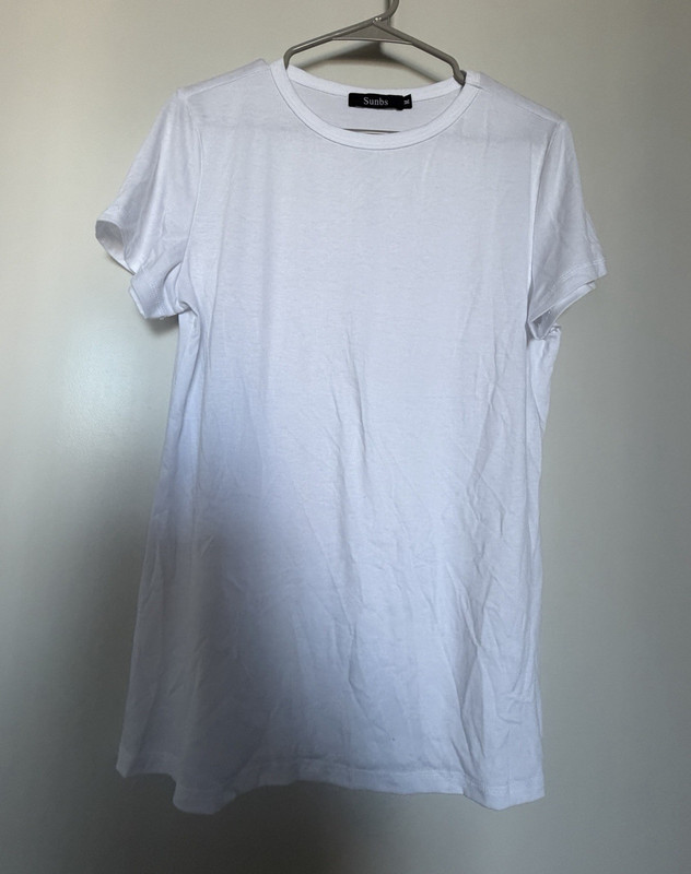 Sunbs Women’s White Solid Crew Neck Short Sleeve Pullover T-Shirt, Size M