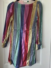 Rixo London Ava Sequin Party Dress Rainbow Sz Small