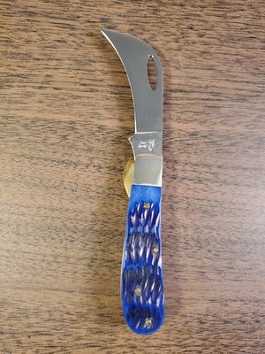 Frost Cutlery Small Hookbill Pocket Knife BlueJigged Bone Liner Lock 2.25''