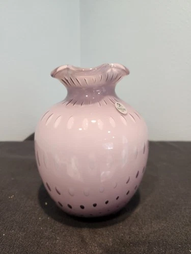 FENTON SIGNED & STAMPED 2007 ONE OF A KIND DAVE FETTY VIOLET INLAYED VASE