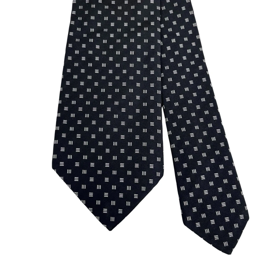 Ralph Lauren Purple Label Mens Tie Black Geometric Silk 3 5/8" (W) x 57" (L) euc - Image 2 of 4
