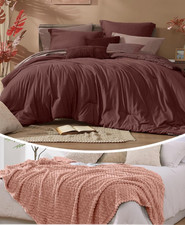 7-Piece Cationic Dye Comforter Set with Cozy Throw Blanket