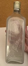Vintage H & A Gilbey Ltd. Gin Frosted Square Glass Bottle With Cap