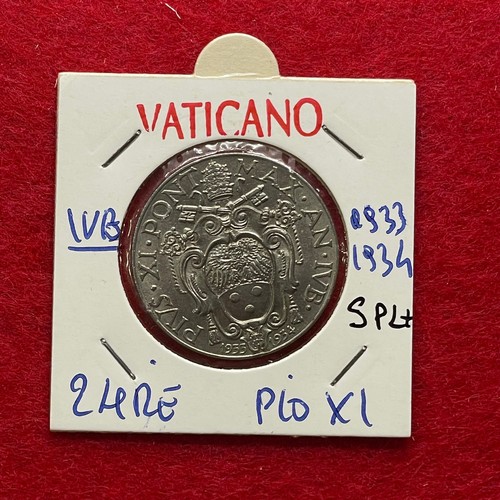 CITTA' DEL VATICANO 2 LIRE 1933-34 PAPA PIO XI ANNO IVB ( RARA ).