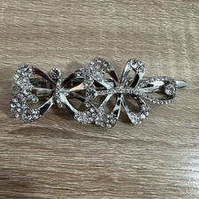 Vintage rhinestone hair clip barrette Silver Tone Fashion Wedding Event Retro