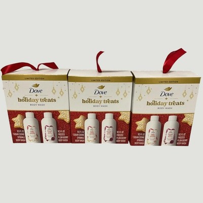 3 Dove Beauty Ltd Ed Mini Body Wash 2 Packs   Sugar Cookie & Frosted Plum Berry