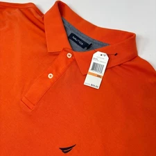 Nautica Men's 3XL Soft-Touch Interlock Polo Shirt Tigerlily Orange NEW