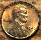 1940 Lincoln Wheat Cent BU w/ Natural Toning Starting Actual Penny Pictured