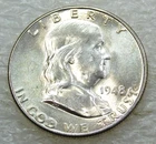 1948 D Franklin Half Dollar BU 98% FBL Frosty Bright Luster in saflip #M330