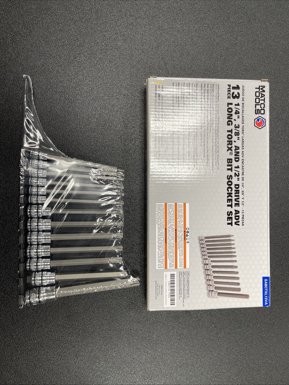 Matco Tools 13 Pc ADV Long Torx Bit Socket Set 1/4", 3/8", & 1/2" SABCTXL13VA