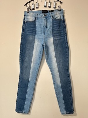 Kendall & Kylie Ultra Babe Skinny Jeans Size 9 Blue Colorblock Panel High Rise S