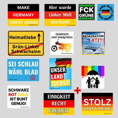 AfD-Aufkleber rechte Aufkleber gegen Linke Heimatliebe 13er Paket (65 - 1300St.)