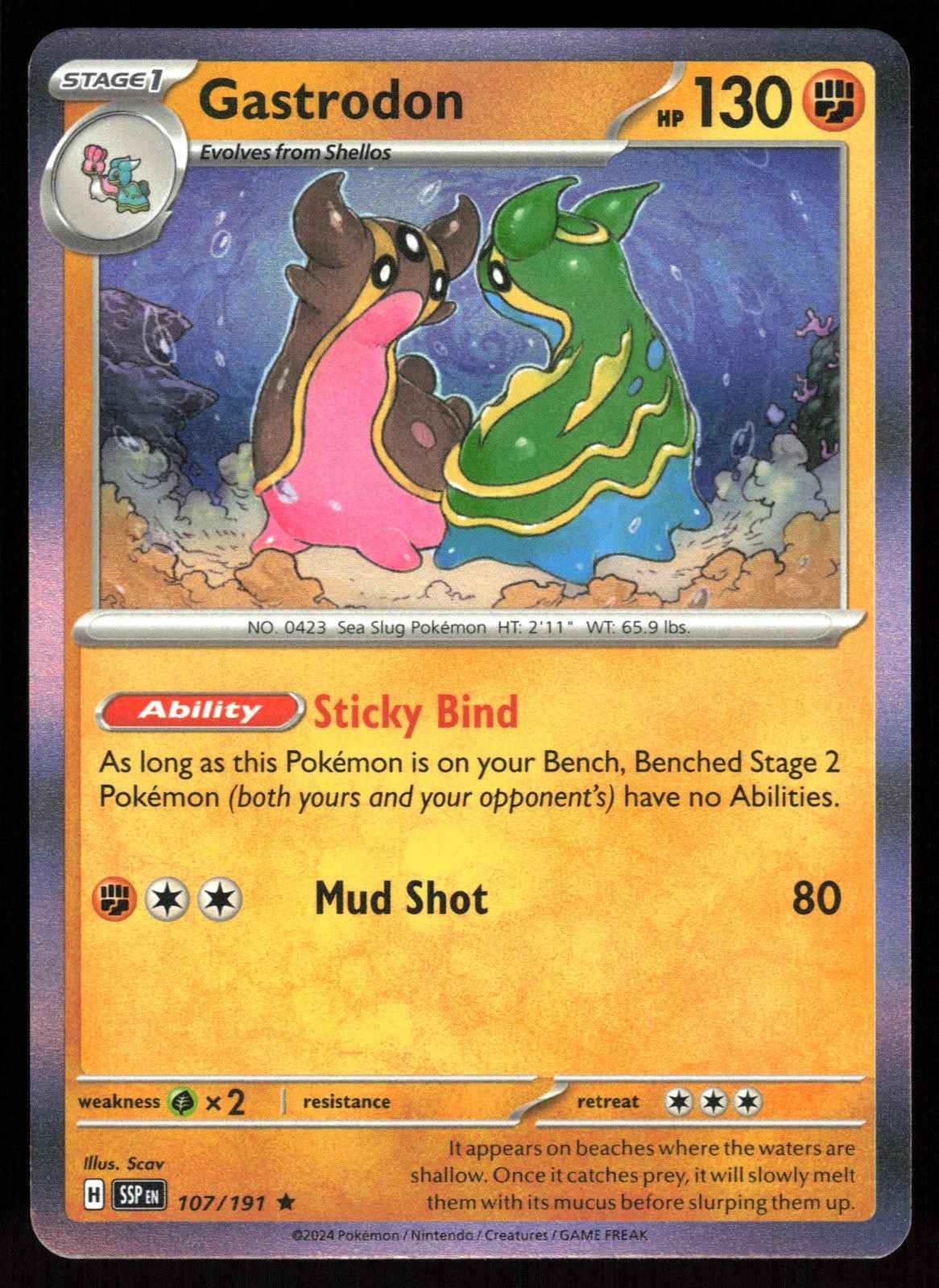 POKEMON GASTRODON SURGING SPARKS 107/191 HOLO RARE MP
