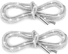 2Pcs Shoe Strings For Sneakers, Crystal Bling Bling Shiny Round Shoe Laces for S