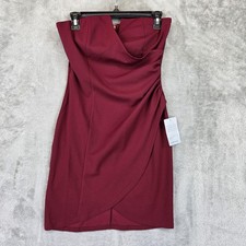 Max + Ash Dress Womens Small Burgundy Strapless Bodycon Ruched Mini Cocktail