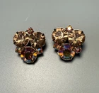 Vintage Clip On Rhinestone Earrings Costume Jewelry