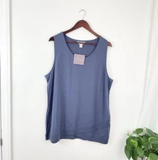 CJ Banks 1X Blue Sleeveless Tank Top Shirt Women’s Plus 1X NWT
