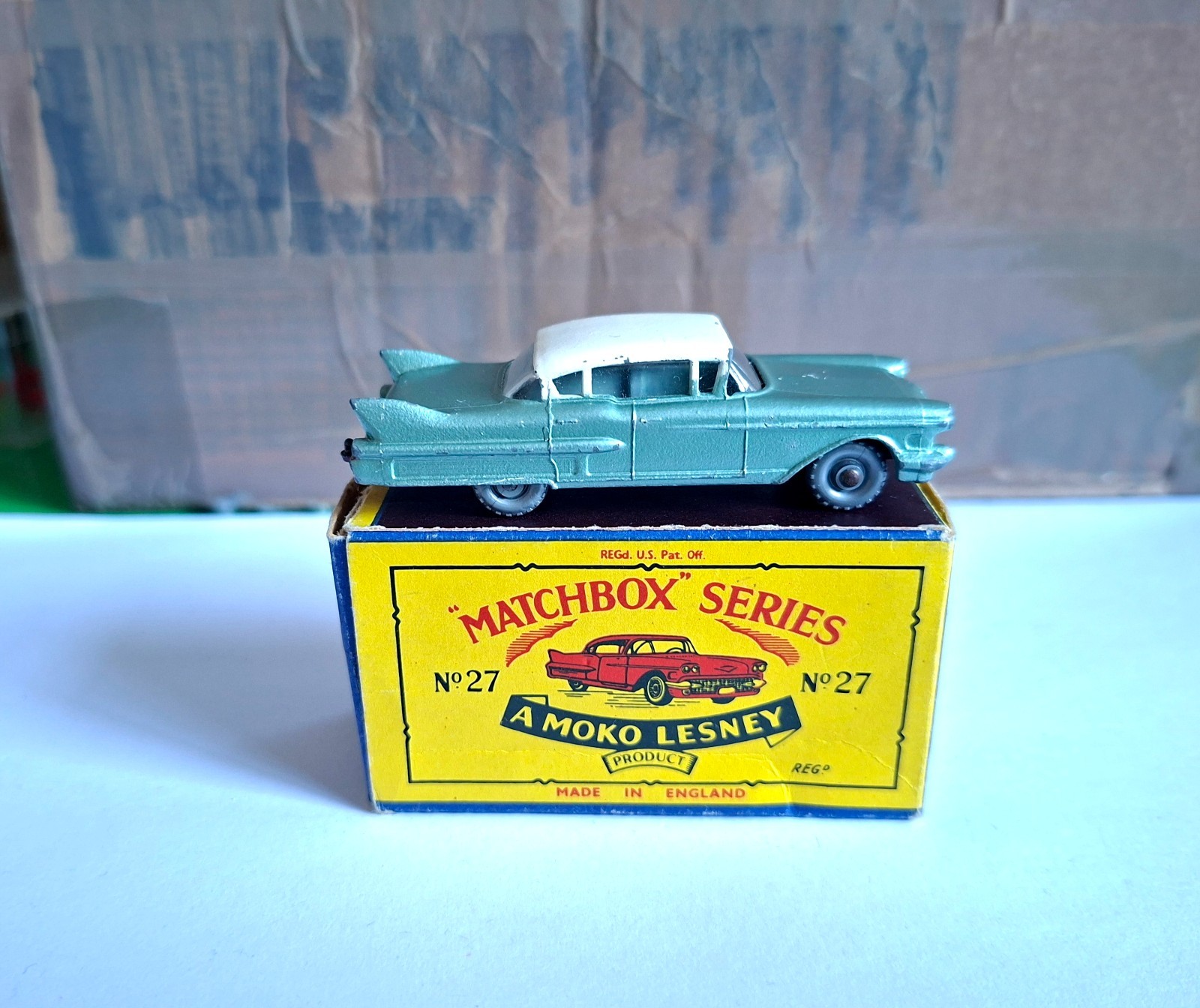 Vintage Boxed Matchbox Lesney Moko No. 27 Cadillac Sixty Special