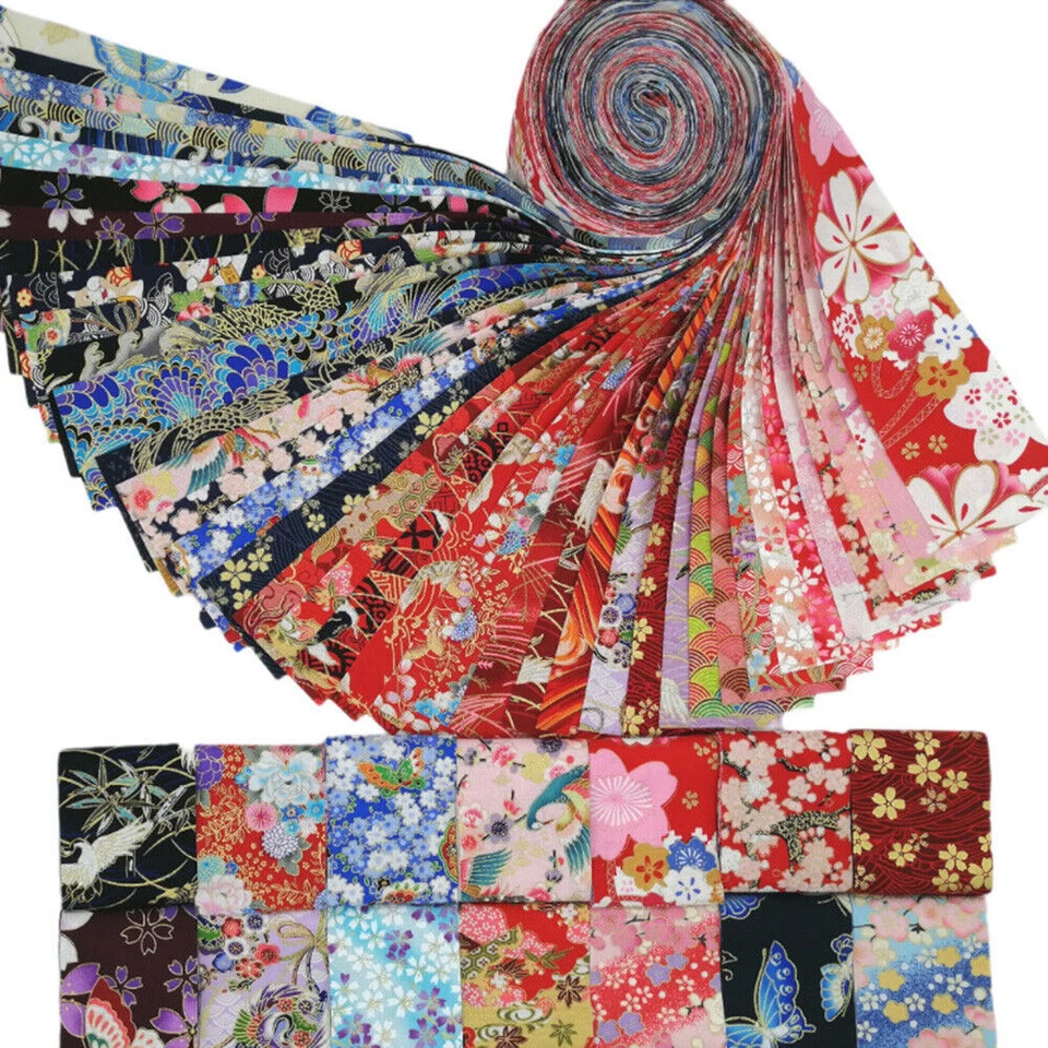 40Pcs Japanese Cotton Fabric Strips Jelly Roll Patchwork Clothing Sewing DIY - Image 2 of 4