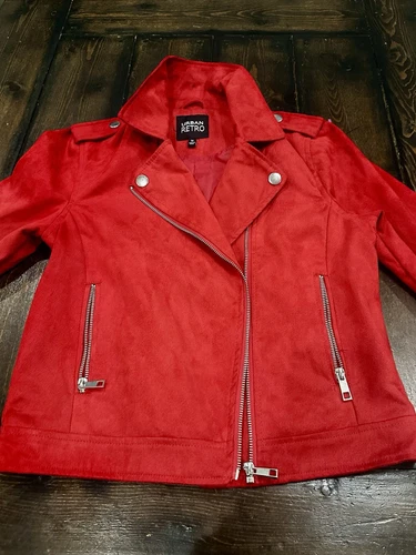 VETEMENTS Giacca Urban Retro Rosso Biker Scuola Casual Full Zipper Taglia Media