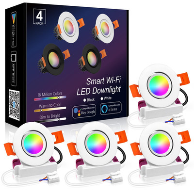 Ledlightsworld Smart Recessed Lighting 2 Inch Rgbcw Color Changing Downlight
