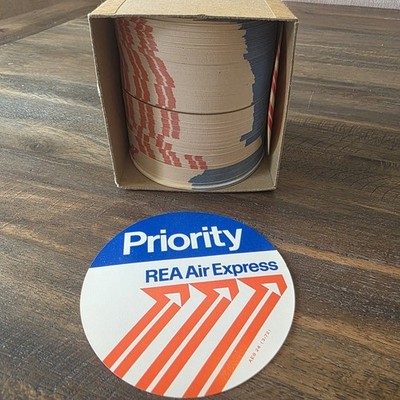 Box Of Vintage Railway Express Agency REA Air Express Priority Gummed Labels