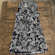 Women’s Tommy Hilfiger Black White Floral Sleeveless Dress Size 16