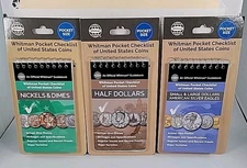 3 Whitman Pocket Checklist US Half Dollars/Small & Large Dollars/Nickles & Dimes