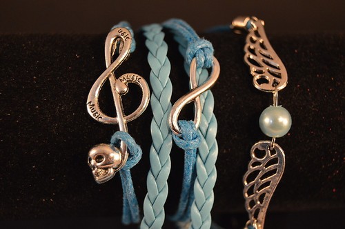 LEATHER CHARM BRACELET G-CLEF SKULL WINGS New! Jewelry USA SELLER! stylish - Picture 6 of 7
