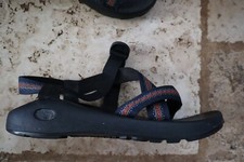 Black w/Navy  Orange Pattern CHACO Webbed Strap Sandals Man's 11