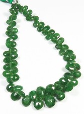 Natural Green Tsavorite Garnet Gems Pear Faceted Beads 9"Strand 5-10.5mm GV-3368