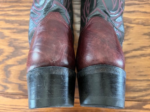 Women's Tony Lama Western Cowboy Boots - Purple/Black - Size 7B - Picture 10 of 19