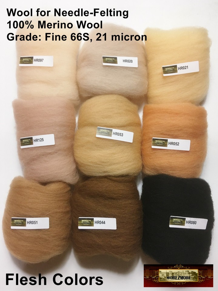 HR00005FS MOREZMORE 9 FLESH BROWN Colors Merino Wool Roving Needle Felting eBay