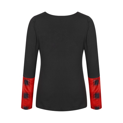 Women's Long Sleeve V Neck Tunic Tops T-Shirt Ladies Check Button Blouse Tee - Picture 8 of 12