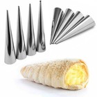 6pcs Stainless Steel Pastry Cream Horn Molds Set Conical Cone Mould Baking Tool
