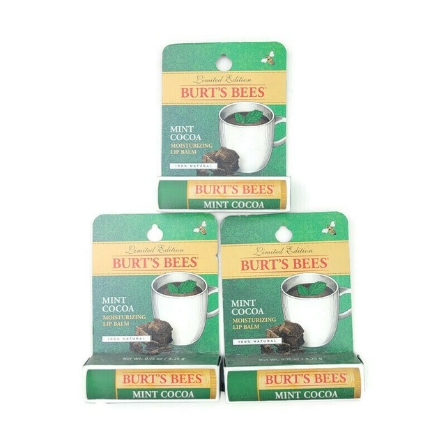 3x Burt's Bees MINT Cocoa Moisturizing Lip Balm for sale online eBay