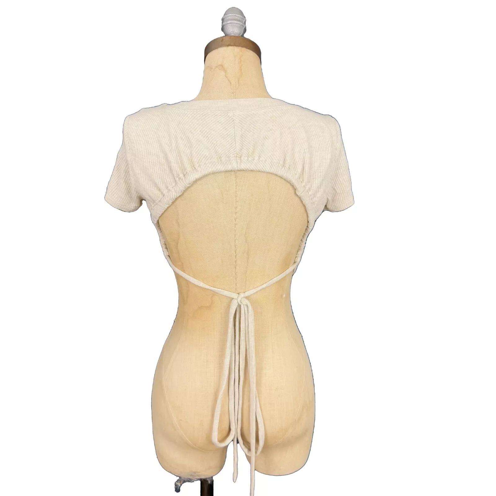 alo-yoga ribbed crop tie waist strappy shirt