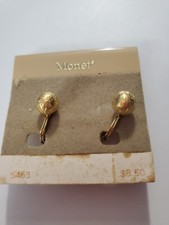 Monet NOS Brushed Goldtone Earrings, Clip On