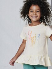 Tea Collection Girls Maize Llama Friends Graphic Peplum Top Tee Size 5 28