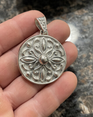 Circular Medallion Style Pendant Signed MWS Mexico in .925 