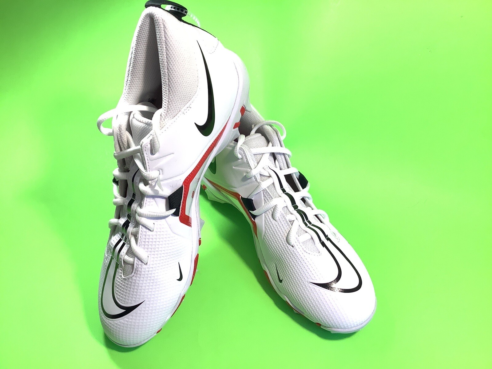 New NIKE ALPHA MENACE Men’s Football Cleats Size 8 White w/Black, Red thumbnail 8
