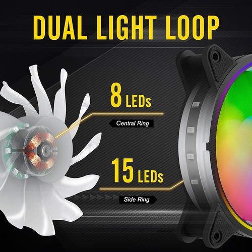 Effortless Cooling: 120mm RGB Case Fan Pack with Anti-Vibration & Remote Control - Afbeelding 5 van 10