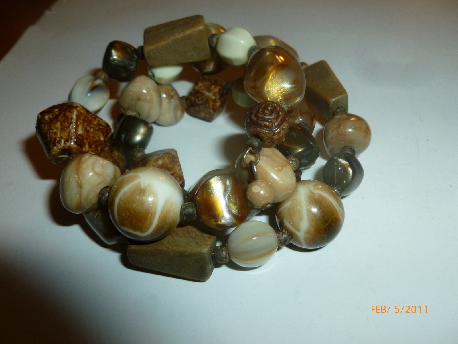 Adjustable Wrap Bangle Bracelet Multi Acrylic Bea… - image 3