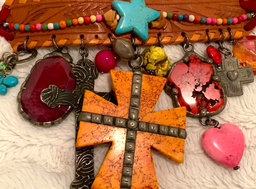 Art by Amy Color Affair Choker /Belt-OS /Western Hat decor w/Turquoise & leather - Picture 9 of 12