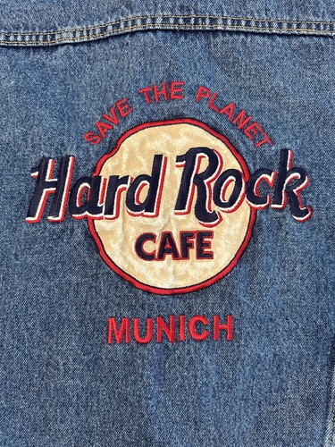 Vintage Hard Rock Cafe Jean Jacket Men Medium Beatles Denim Munich Trucker 90s - Picture 6 of 8