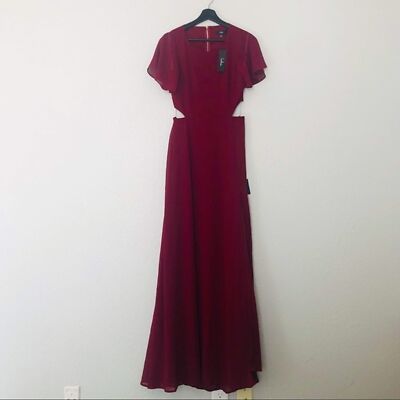 Lulu's Women S NWT New Garden Bliss Burgundy Cutout Maxi Dress Formal  Semiformal | eBay