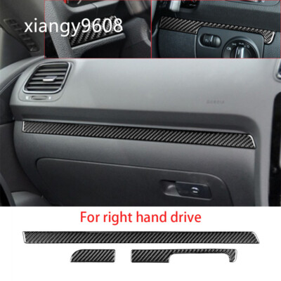 For Volkswagen Scirocco 2009-2016 RHD Co-pilot Dashboard Panel Trim Carbon Fiber
