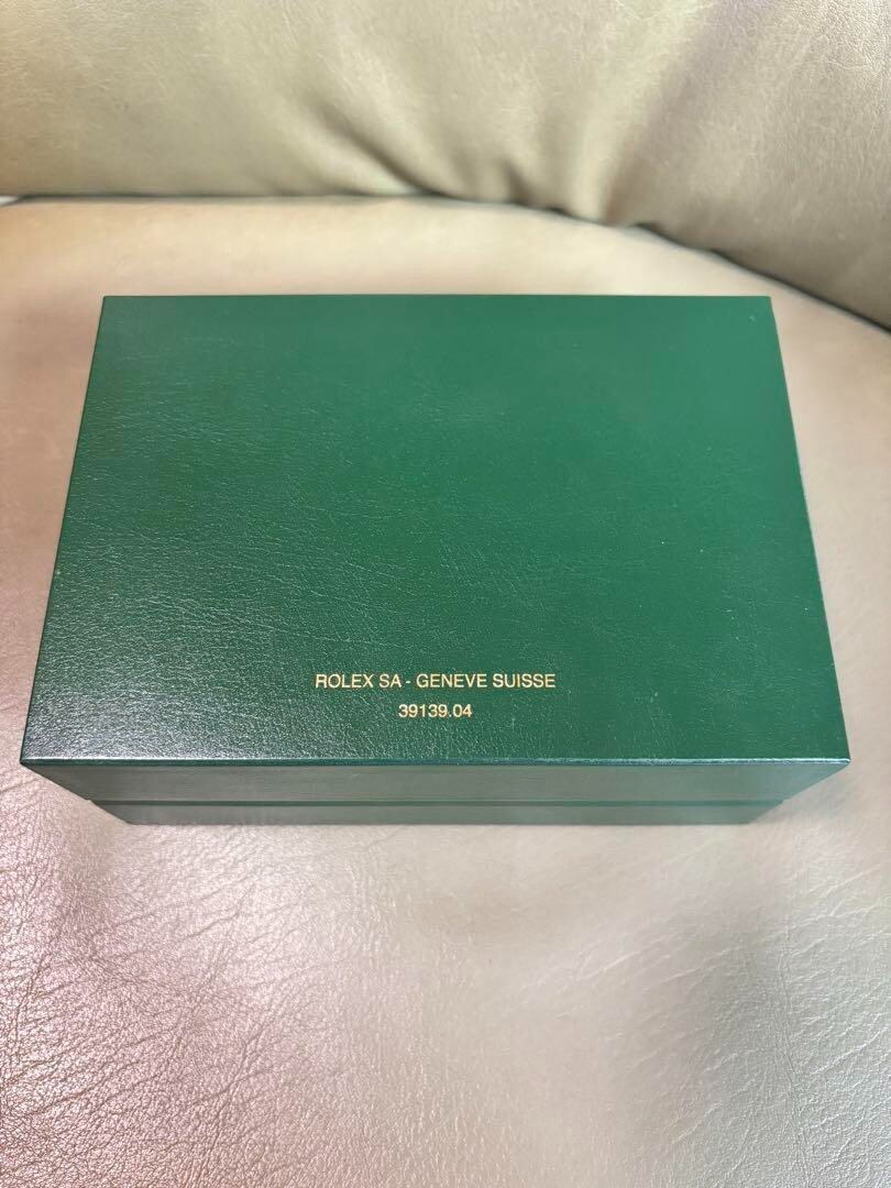 ROLEX Watch Box Case 39139.04 Green Wood Wave White Vintage