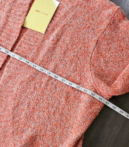 Modern Soul QVC Salmon Speckled Knit Open Front Cardigan Sweater 3XL NWT Plush - 第 6/8 張圖片
