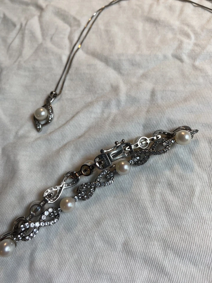 collar mujer plata perla zafiro Foto 3 de 3